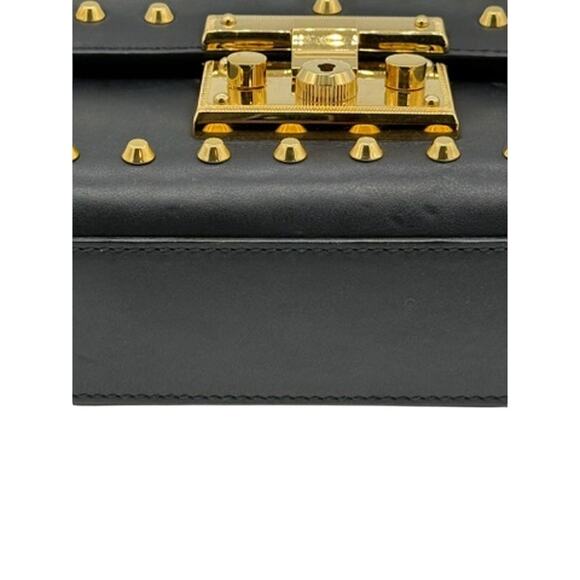 Gucci Calfskin Studded Small Padlock Pearl Shoulder Bag*Black*COA - Picture 6 of 15